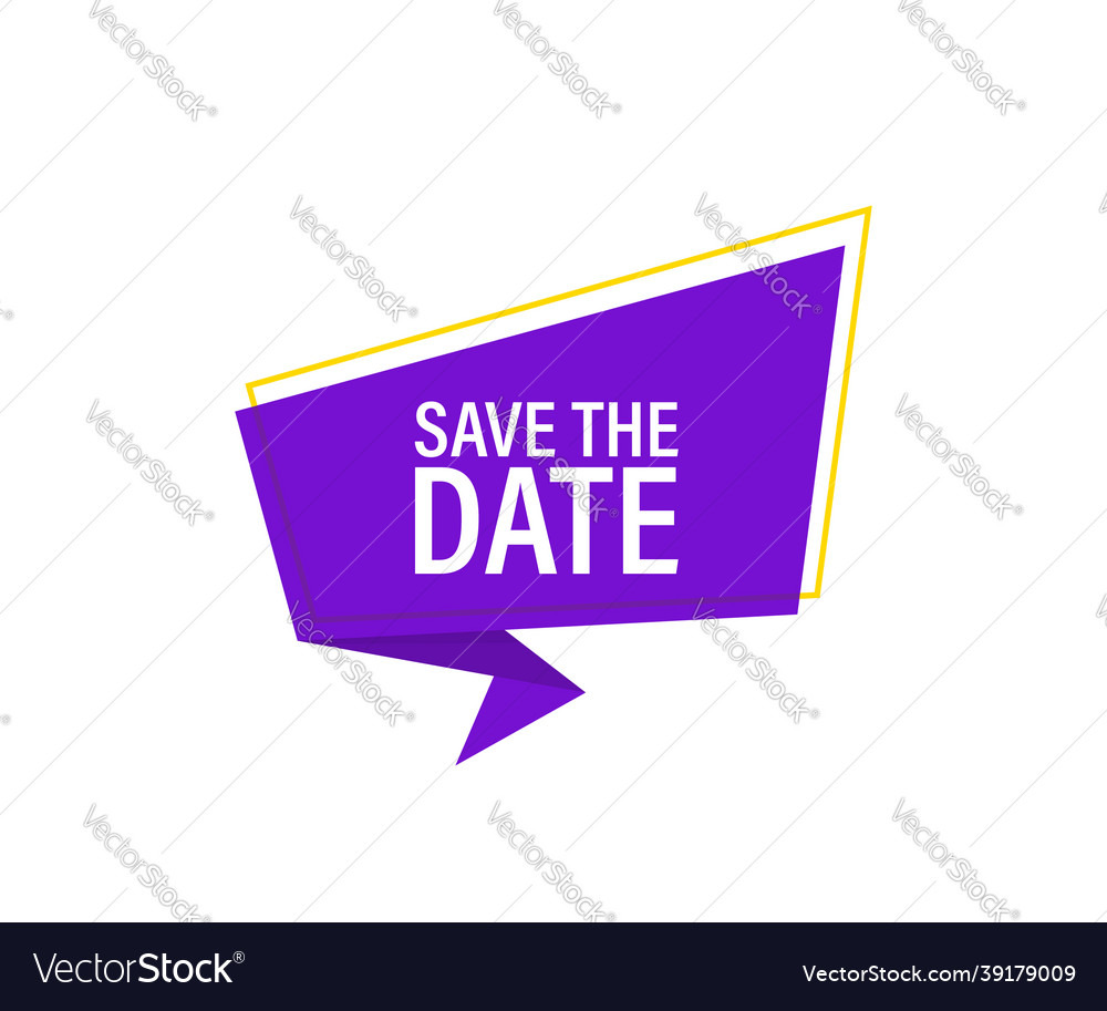 Save the date badge mark on megaphone flat
