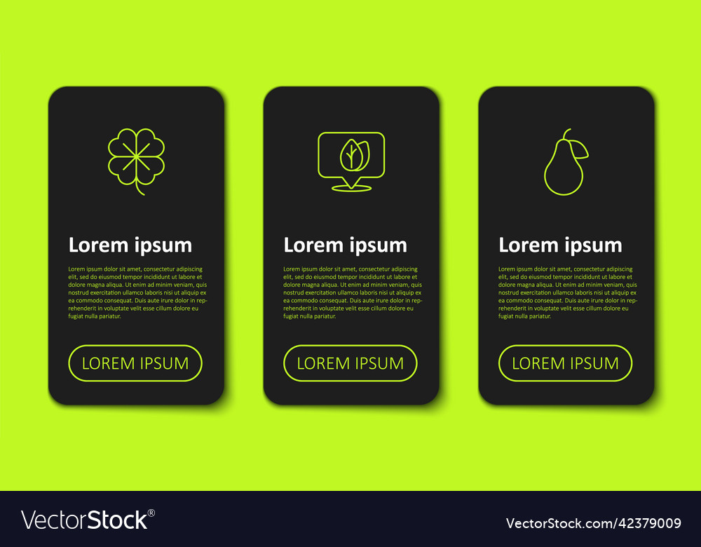 Set line four leaf clover location with and pear