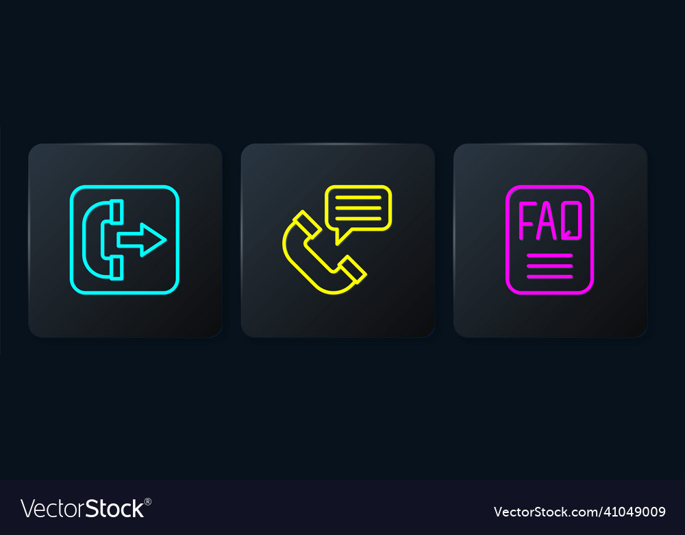 Set line outgoing call phone faq information Vector Image Set line outgoing call phone faq information