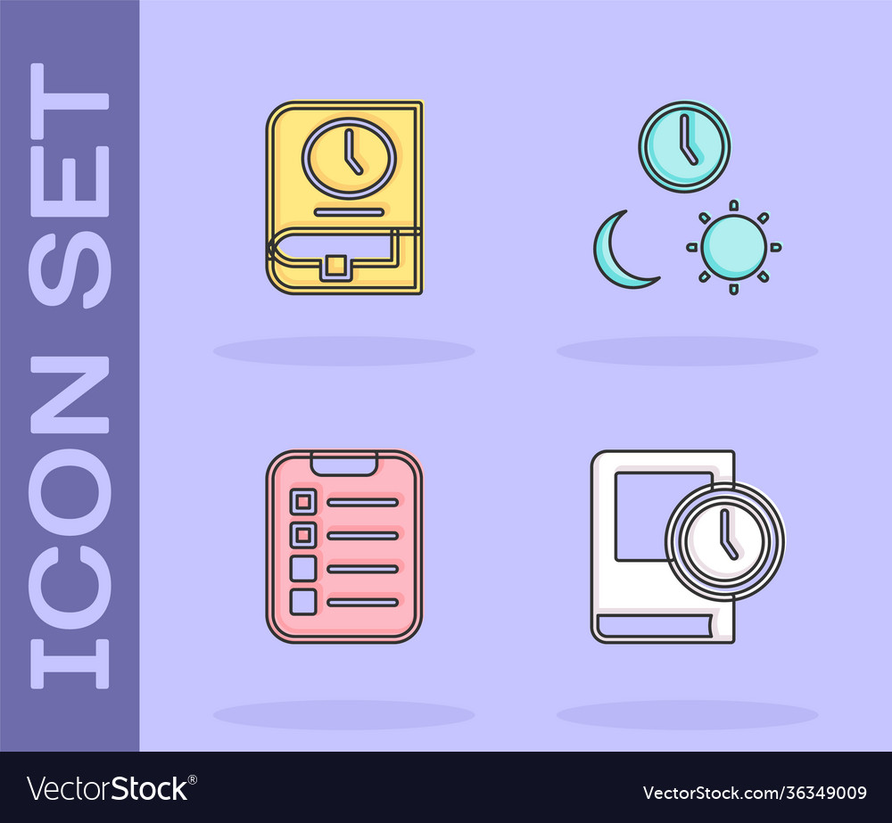 Set time for book to do list planning and day vector image Set time for book to do list planning and day