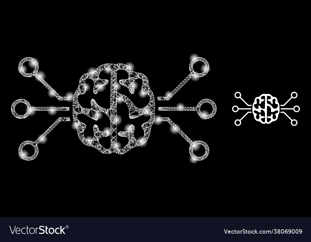 Shiny network brain circuit with colorful light vector image Shiny network brain circuit with colorful light