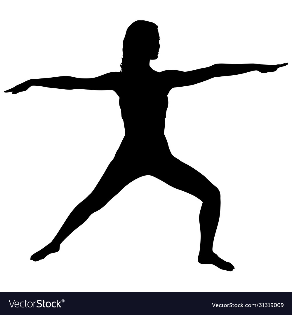 Silhouette girl on yoga class in pose a white