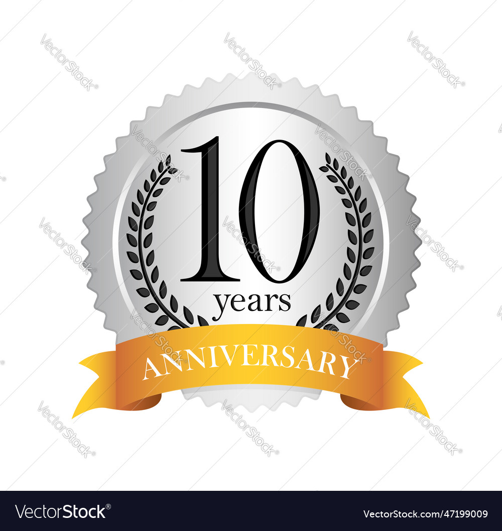 Silver anniversary medal icon 10th Royalty Free Vector Image