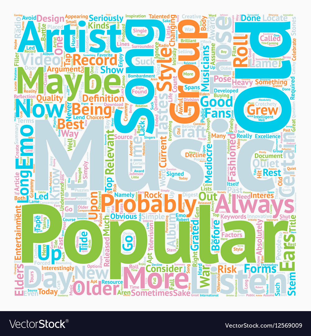 Why does new music suck text background wordcloud Vector Image