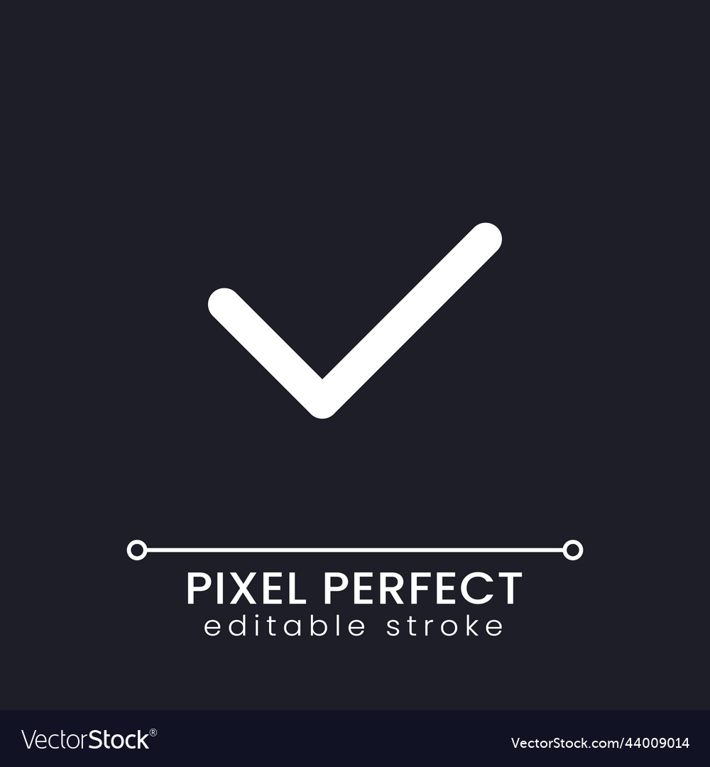 Checkmark pixel perfect white linear ui icon vector image Checkmark pixel perfect white linear ui icon