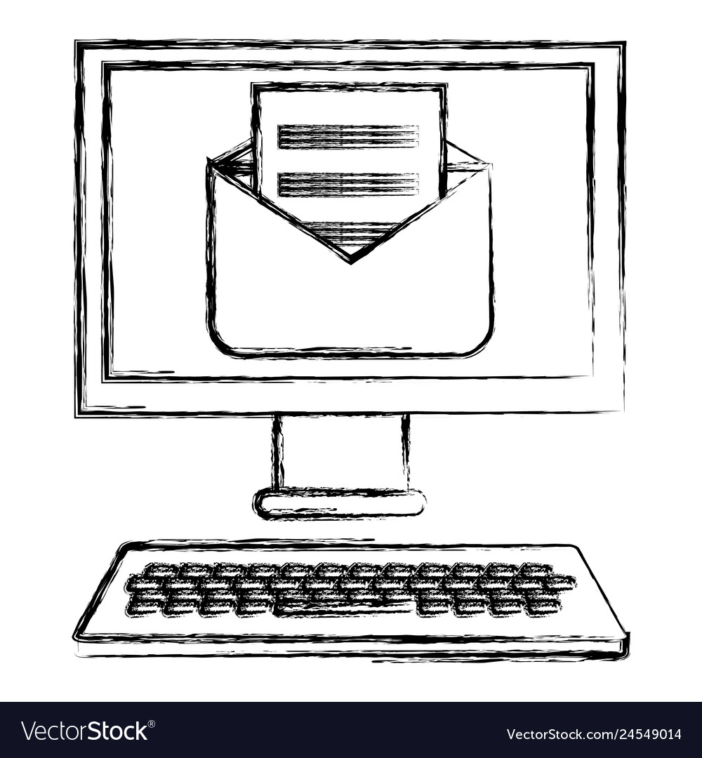 Computer desktop with envelope Vector Image Computer desktop with envelope