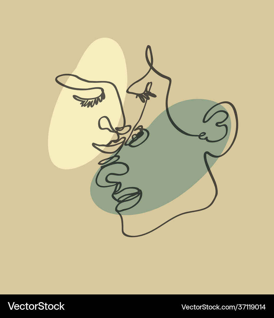 Continuous line drawing faces man and woman Vector Image