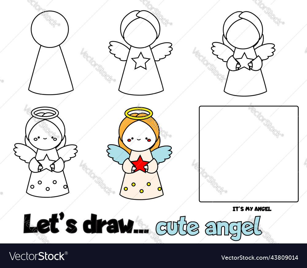 Drawing tutorial for children printable creative vector image
