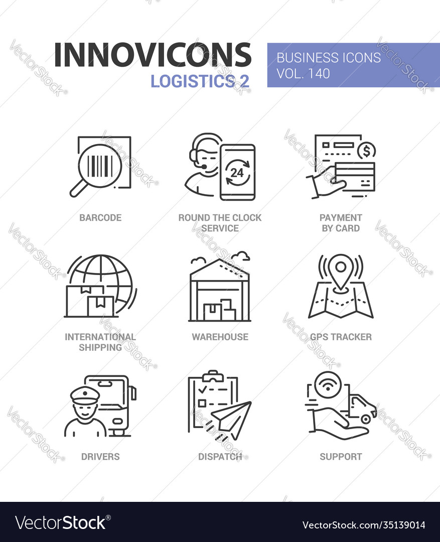 Logistics - colorful line design style icons set Vector Image