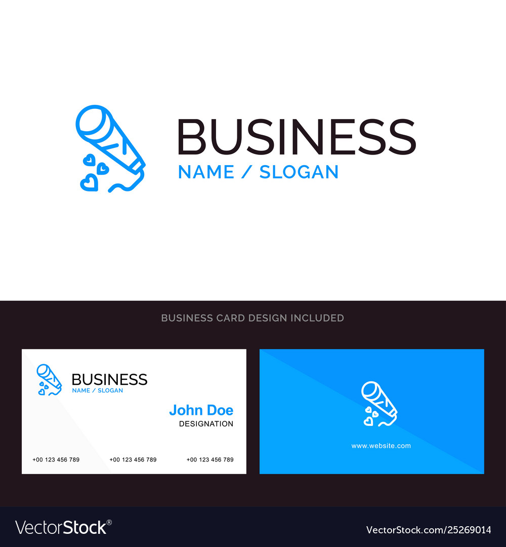 Mic hearts love loving wedding blue business logo vector image Mic hearts love loving wedding blue business logo