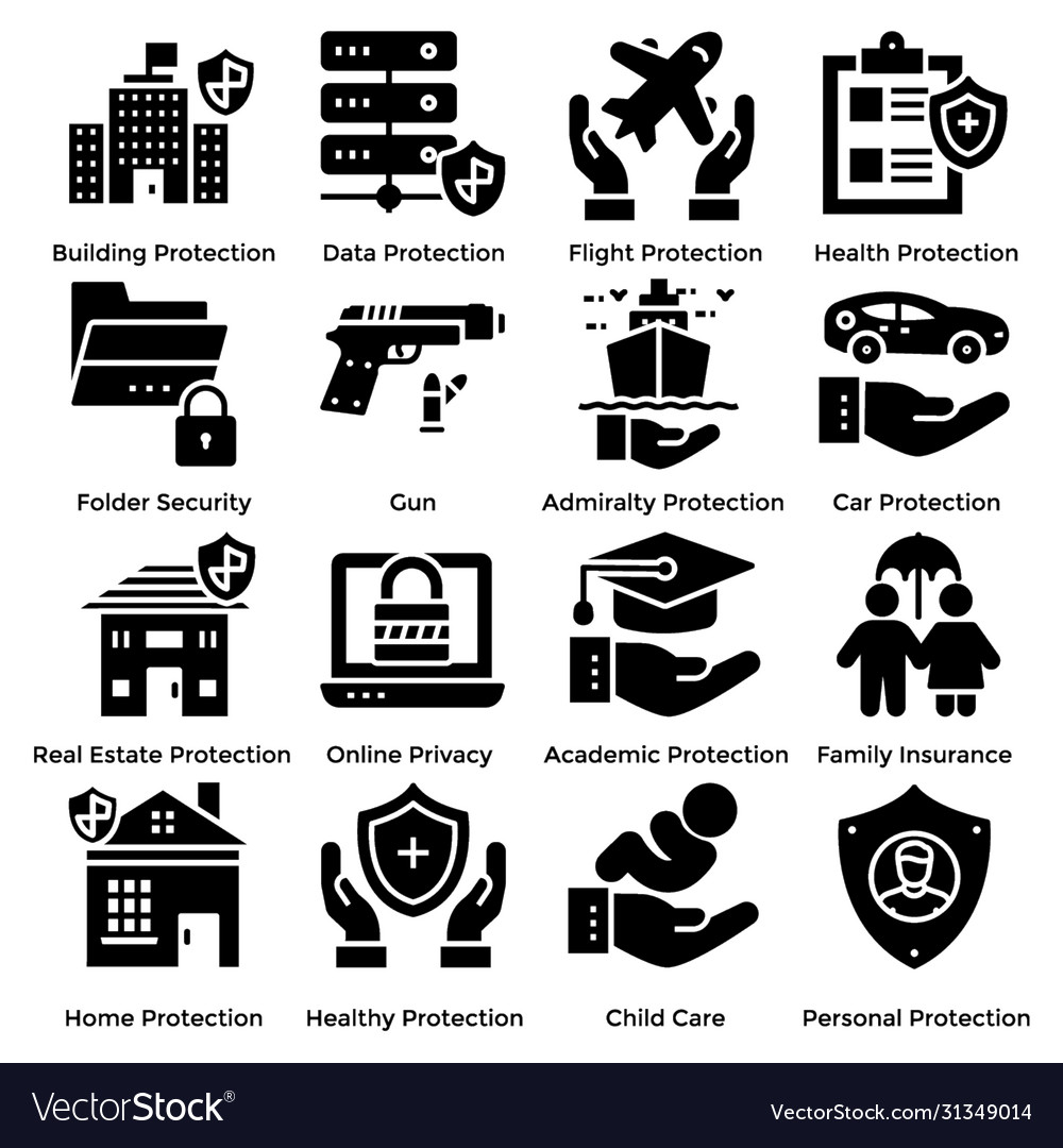 Protection solid icons pack