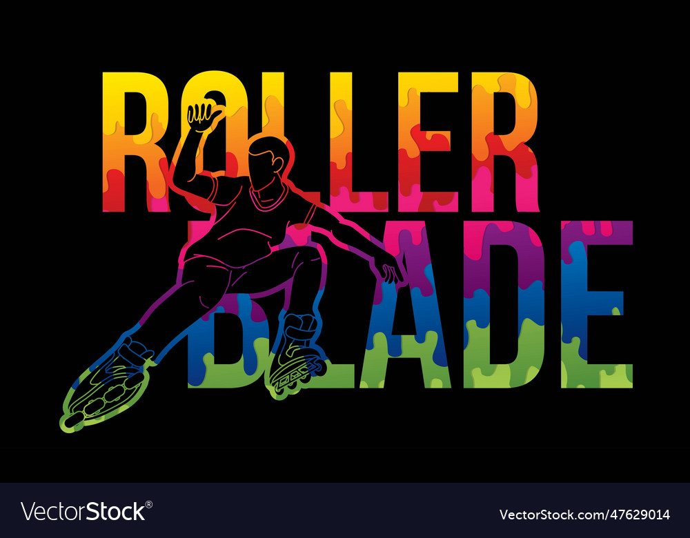 Rollerblade player with text graffiti