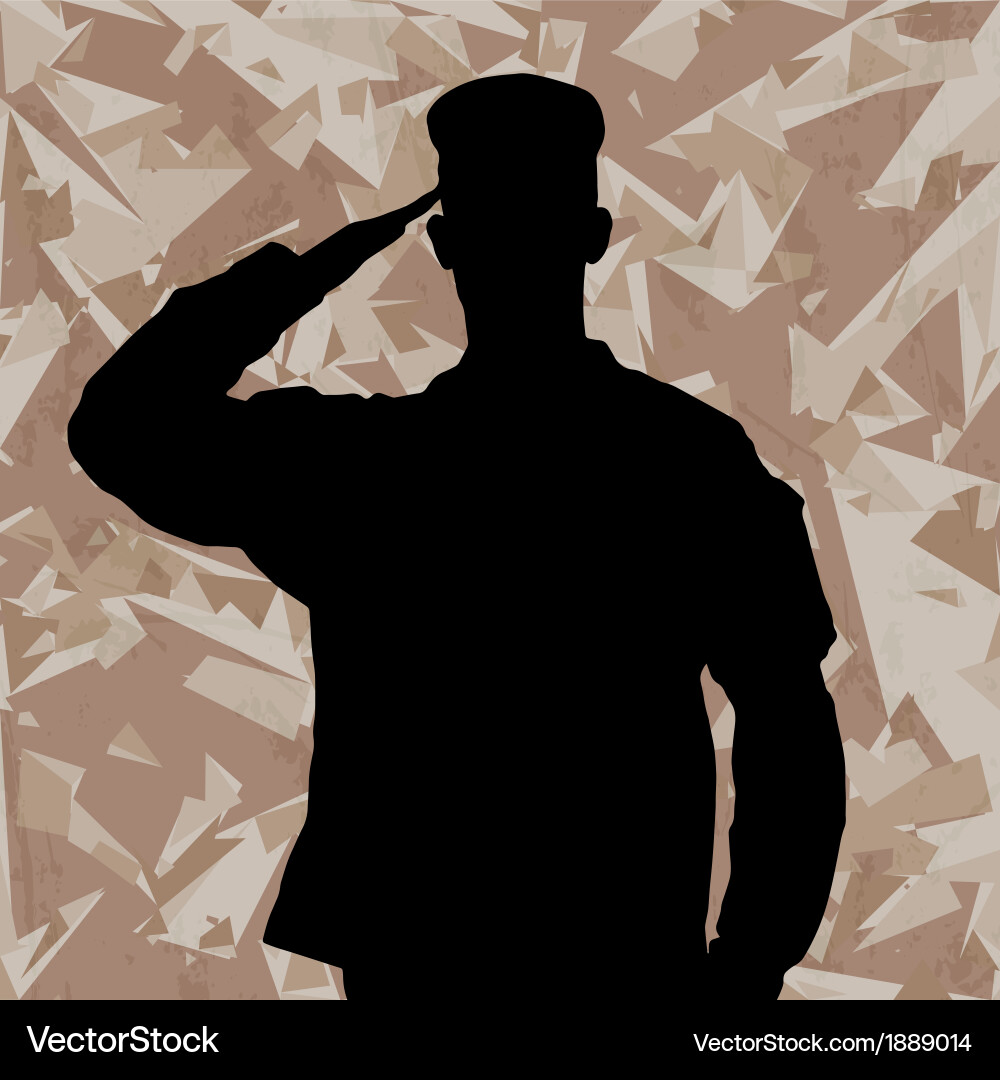 Saluting soldier on a desert army background Vector Image