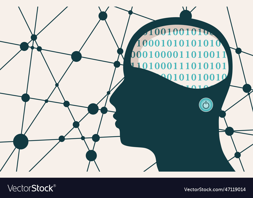 Silhouette of a man head textured by binary code vector image Silhouette of a man head textured by binary code