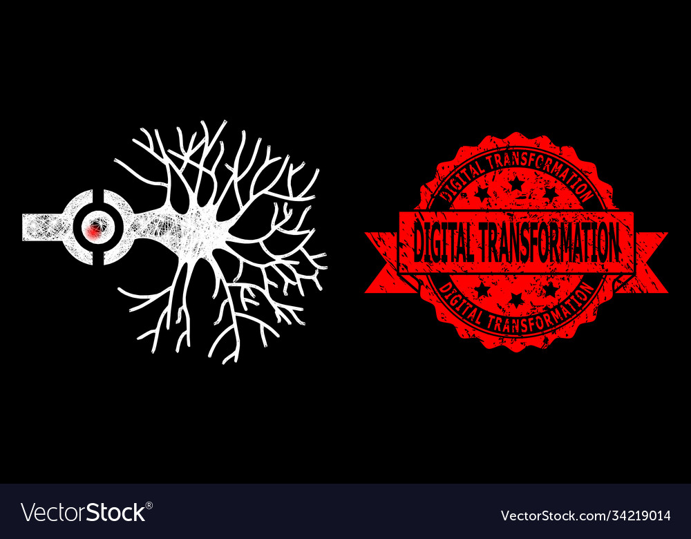 Texturiertes digitales Transformationssiegel und hell vector image Texturiertes digitales Transformationssiegel und hell