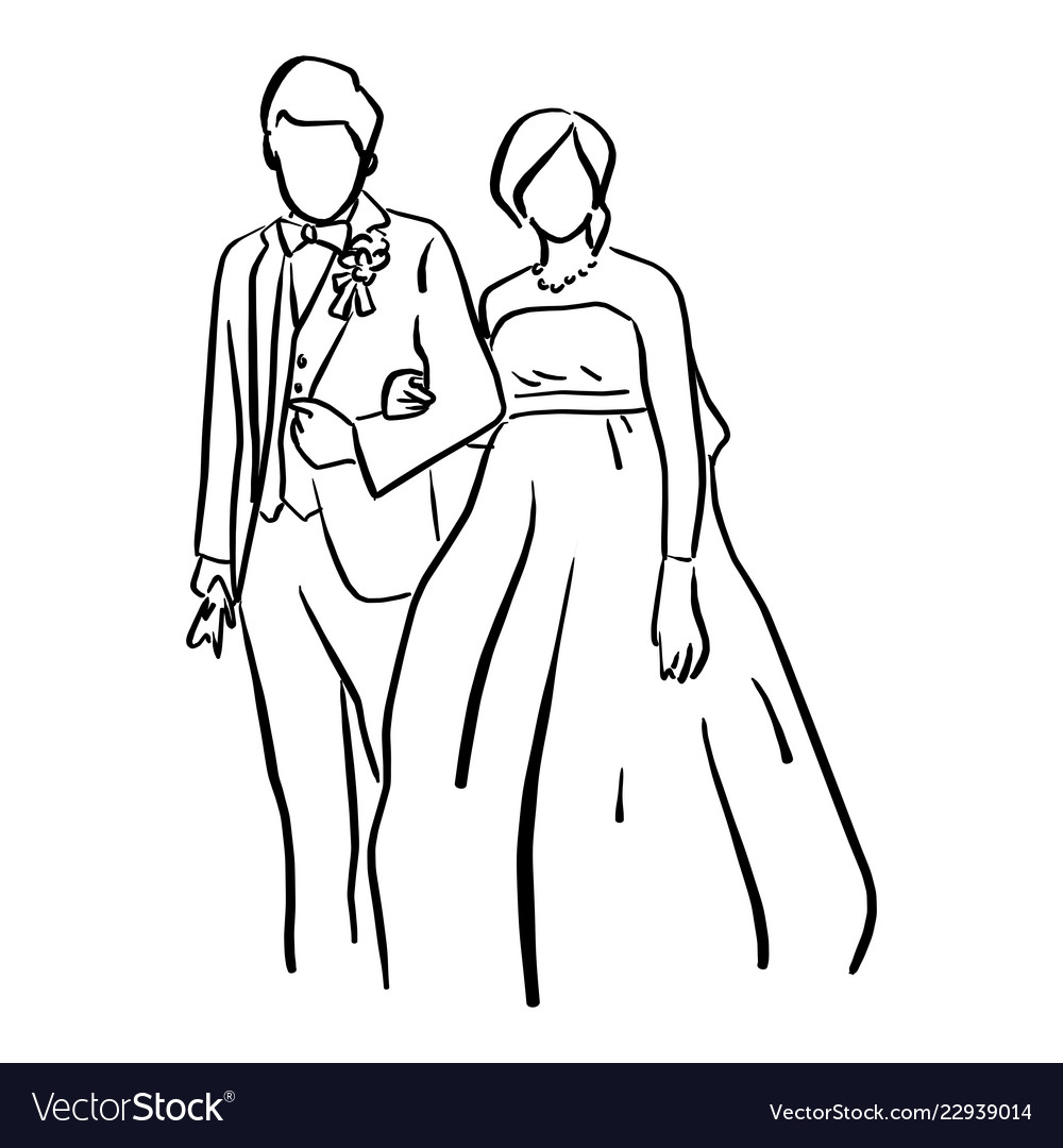 Wedding couple bride and groom standing together Vector Image