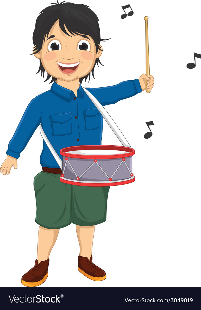 A little boy playing drum