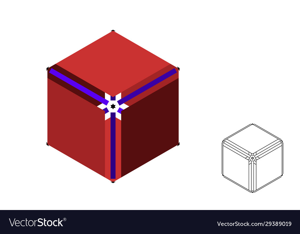 Abstract polygonal broken cube 3d isometric