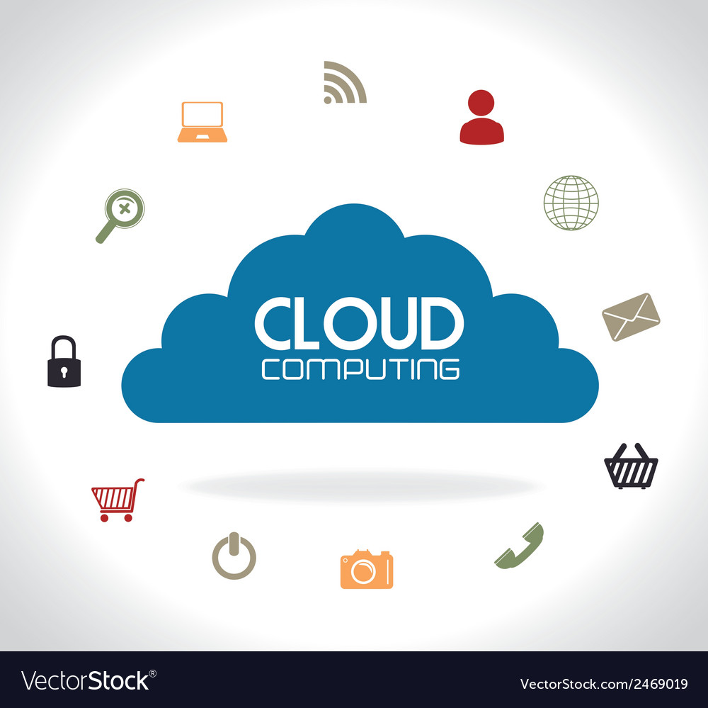 Cloud computing over gray background