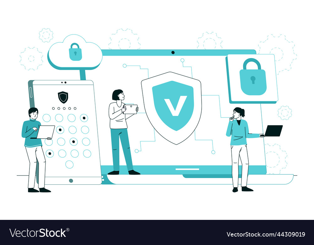 Cyber security internet secure connection vector image Cyber security internet secure connection