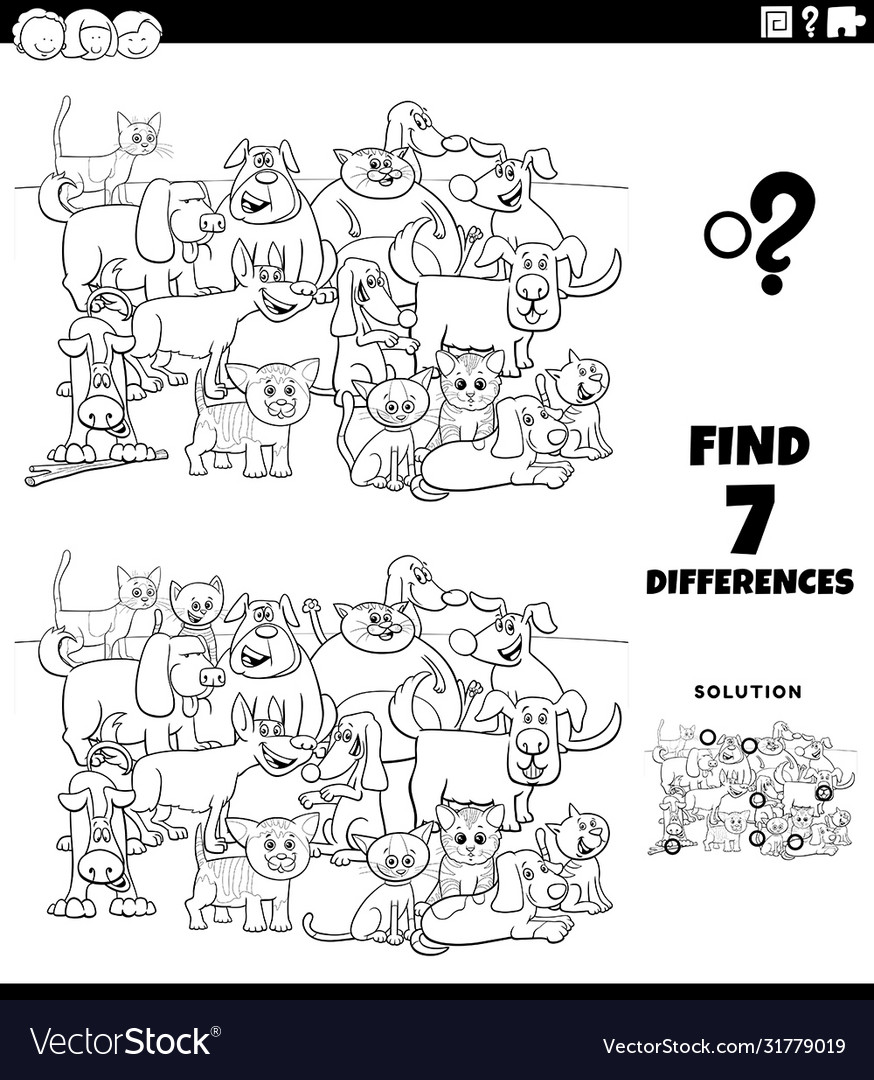 Differences educational activity with cats and Vector Image