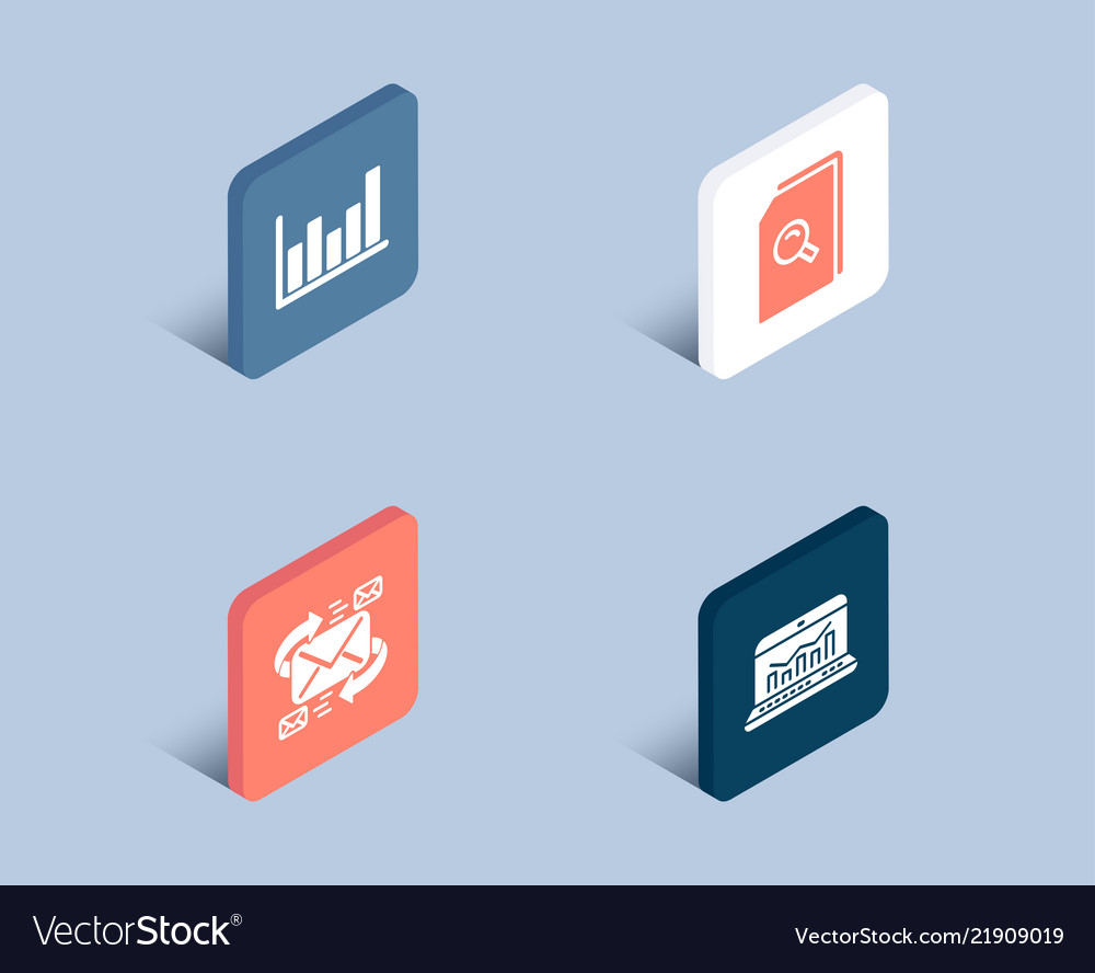 E-mail search files and column chart icons web vector image E-mail search files and column chart icons web