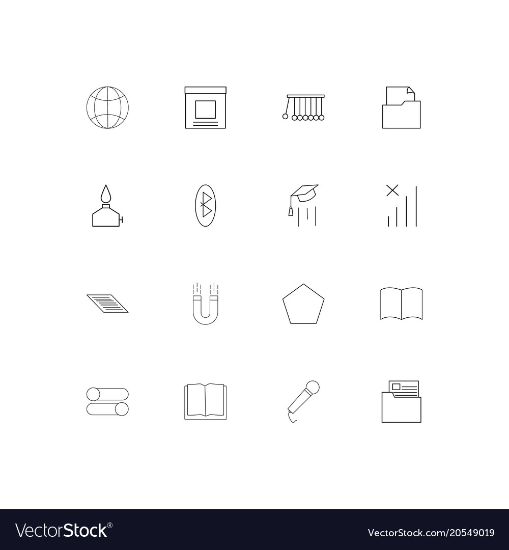Education and science simple linear icons set