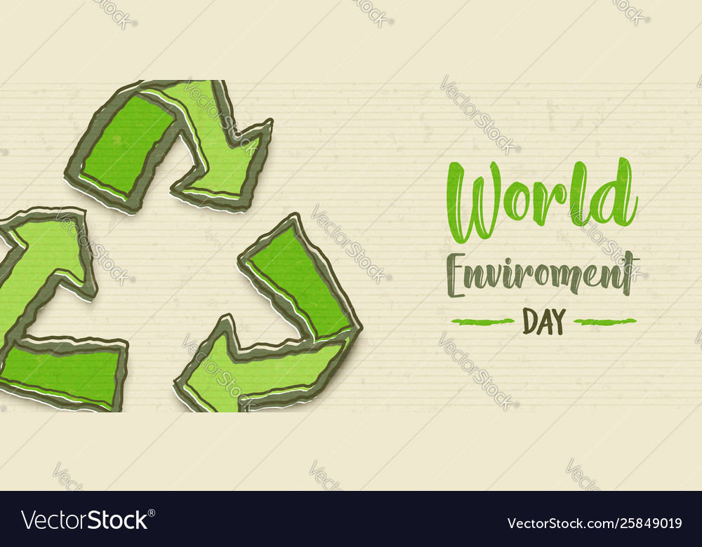 Environment Day Banner Green Recycle Symbol Vector Image