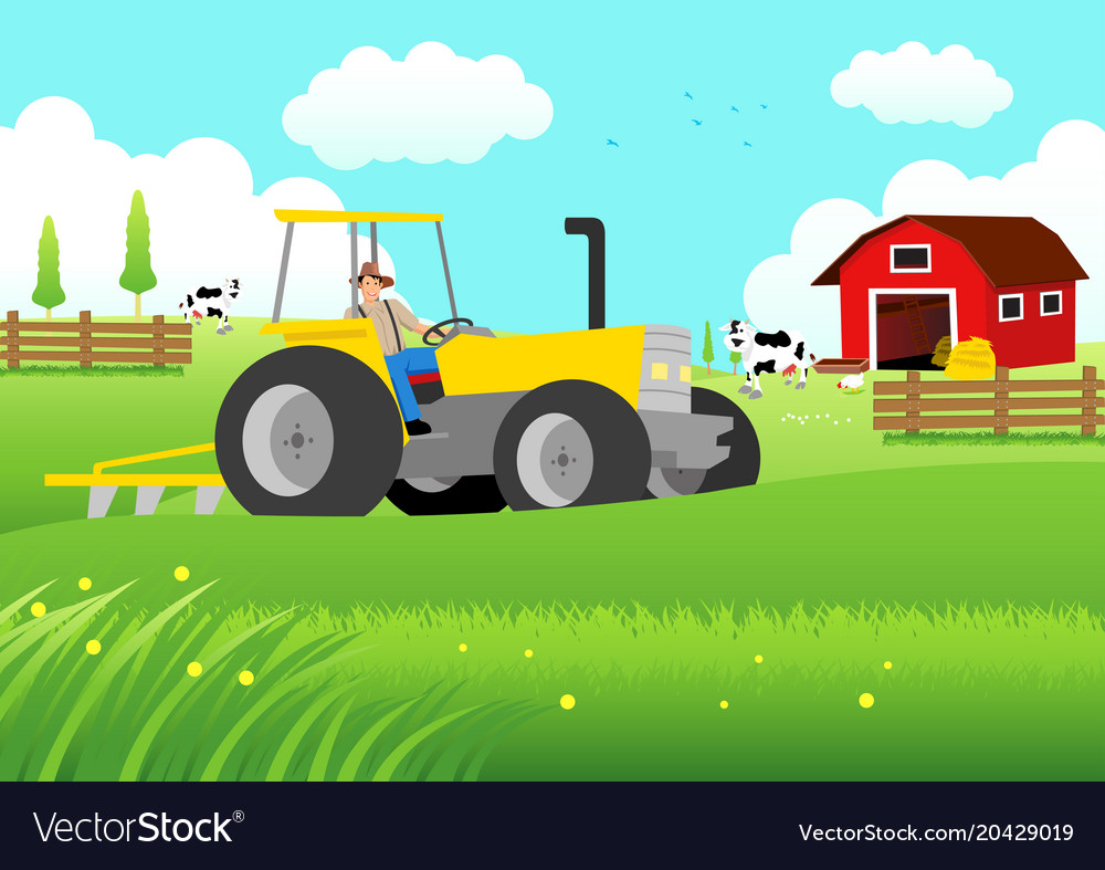 Farmer Driving A Tractor Royalty Free Vector Image