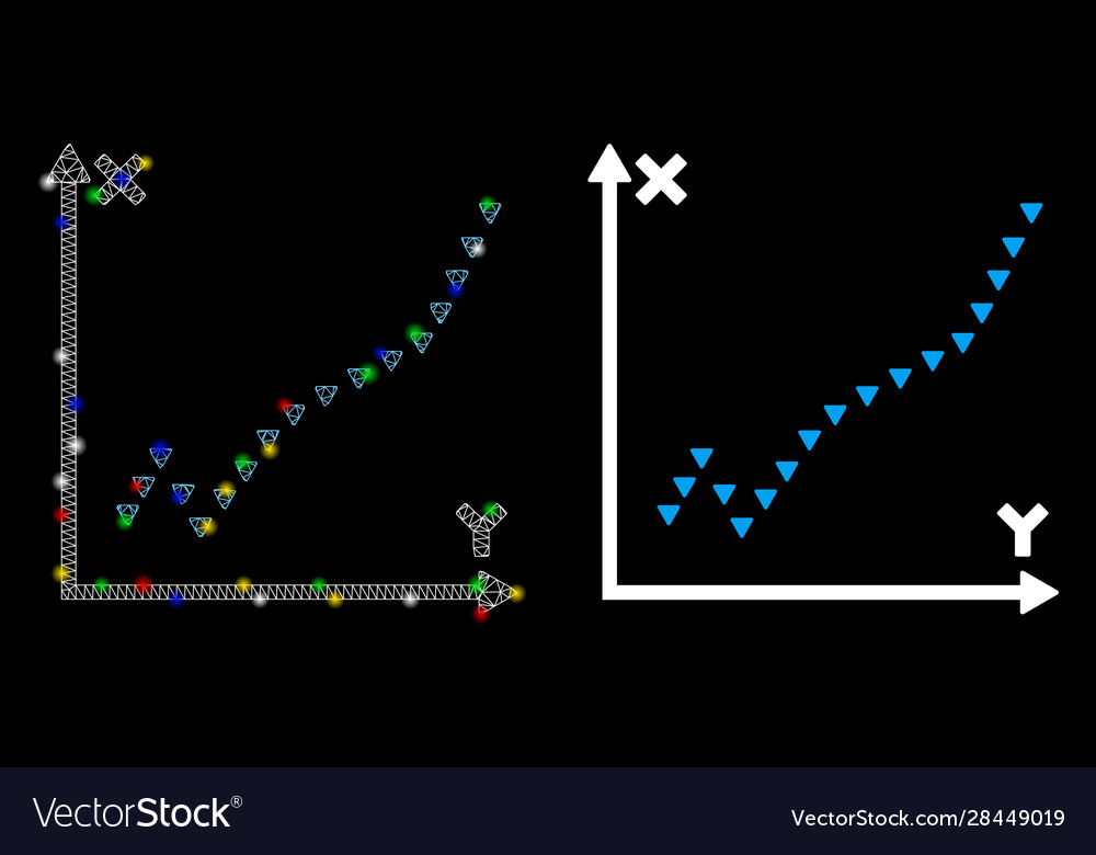 Flare mesh 2d dotted function plot icon with flash