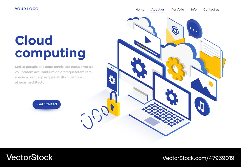Flat color modern isometric concept - cloud Vector Image
