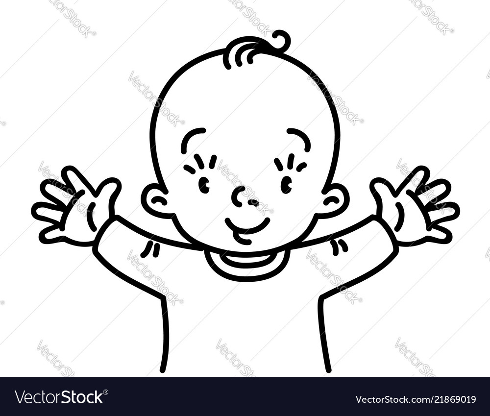 Funny small smiling bawith open arms Royalty Free Vector