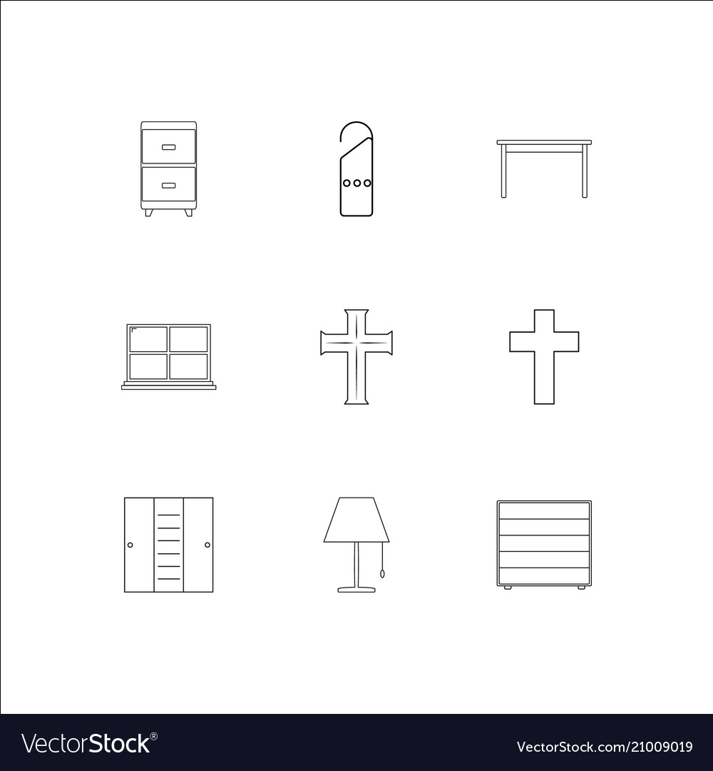 Furniture outline icons set