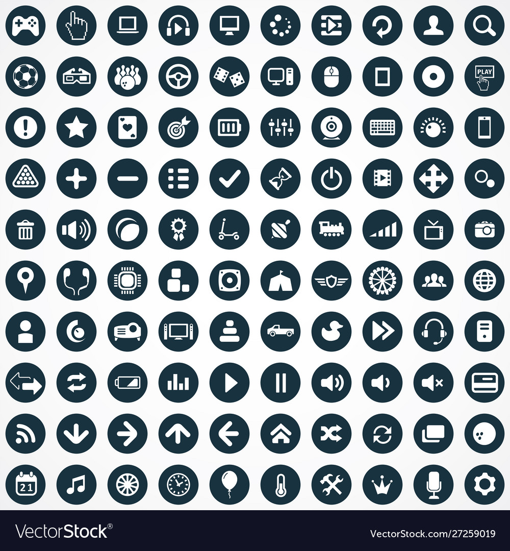 Game 100 icons universal set for web and ui