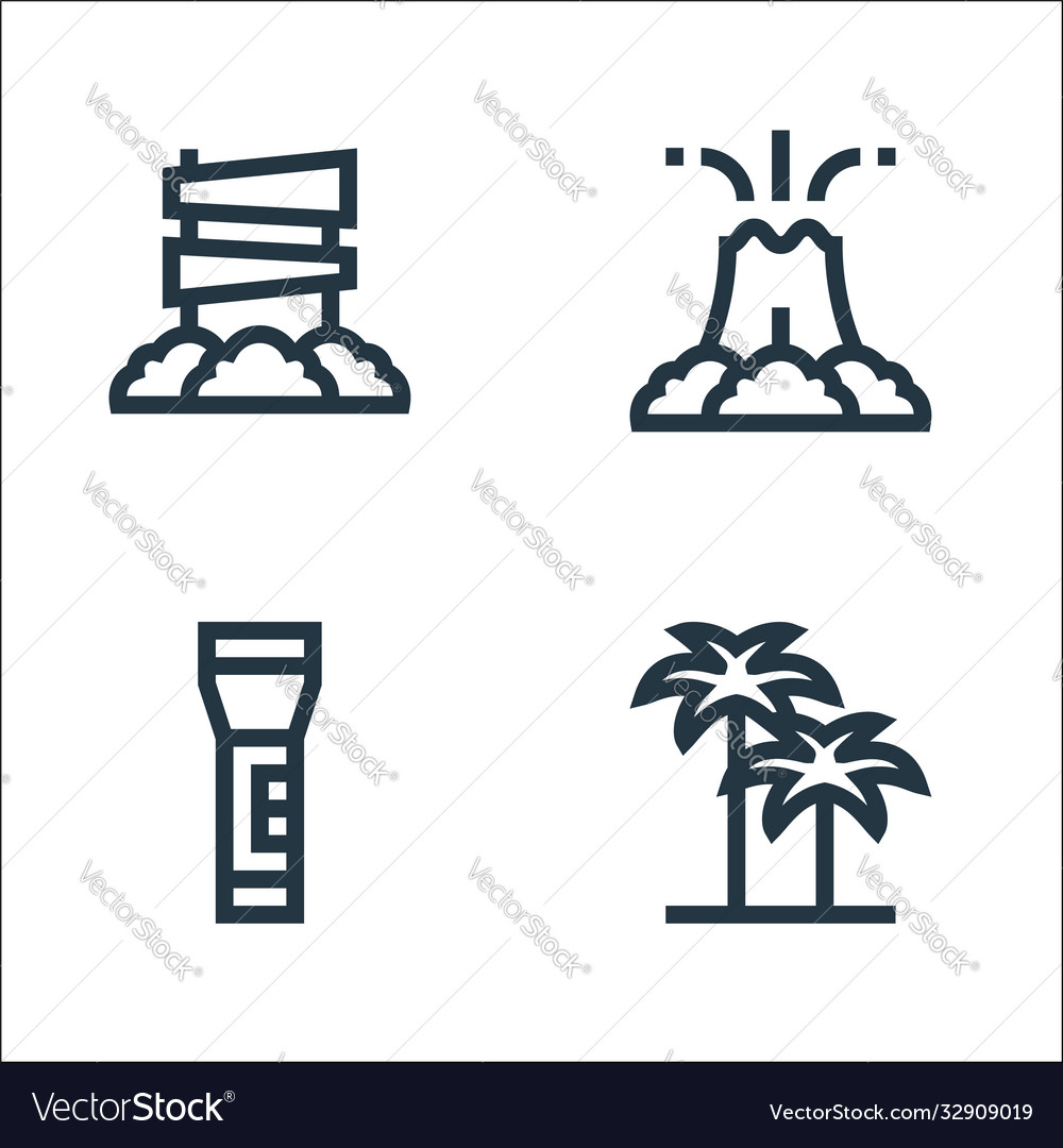 Jungle line icons linear set quality vector image Jungle line icons linear set quality