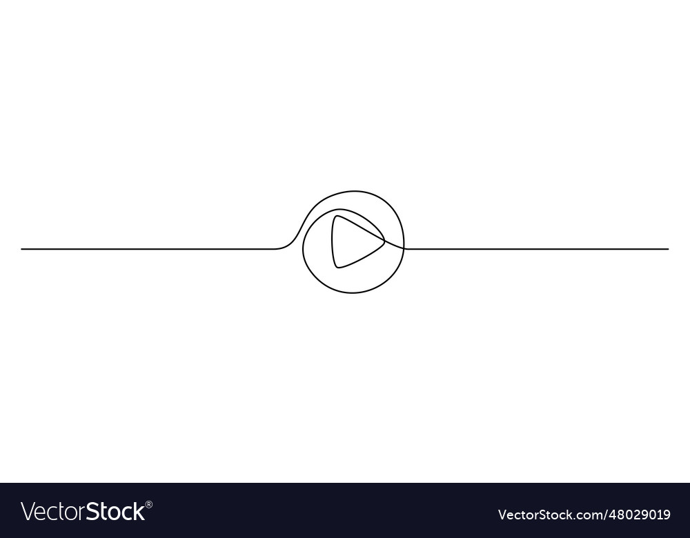 One continuous line drawing of play button icon