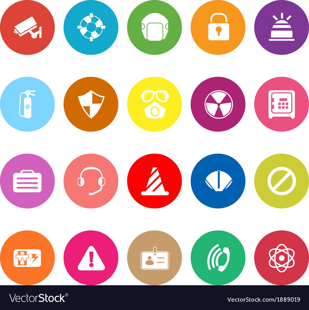 Safety flat icons on white background