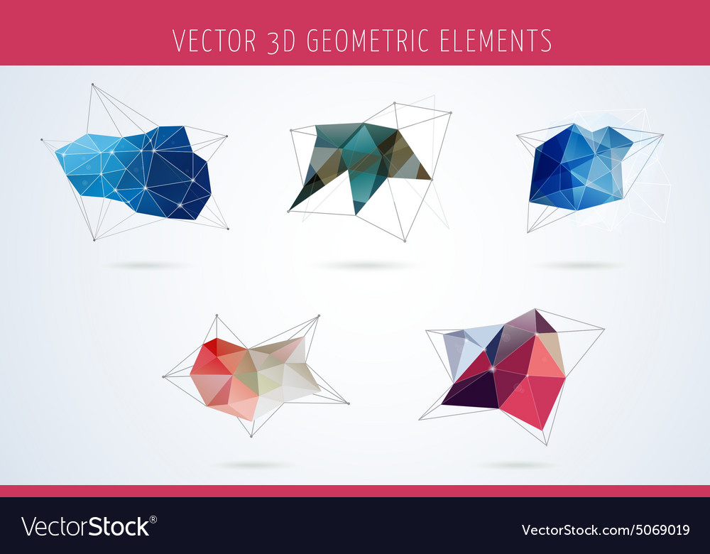 Set of polygonal geometric abstract elements
