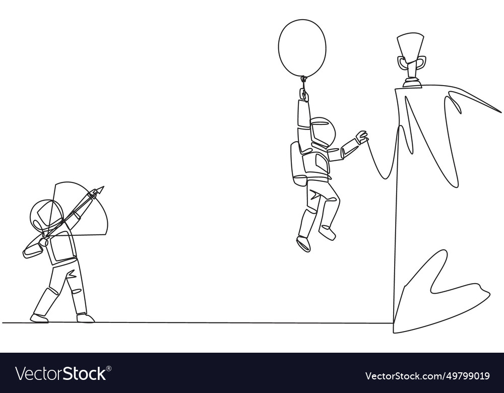 Single continuous line drawing astronaut wants