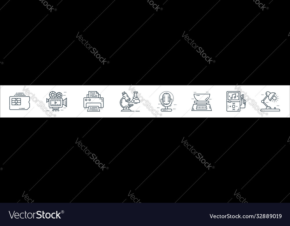 Technology devices line icons linear set quality Vector Image Technology devices line icons linear set quality