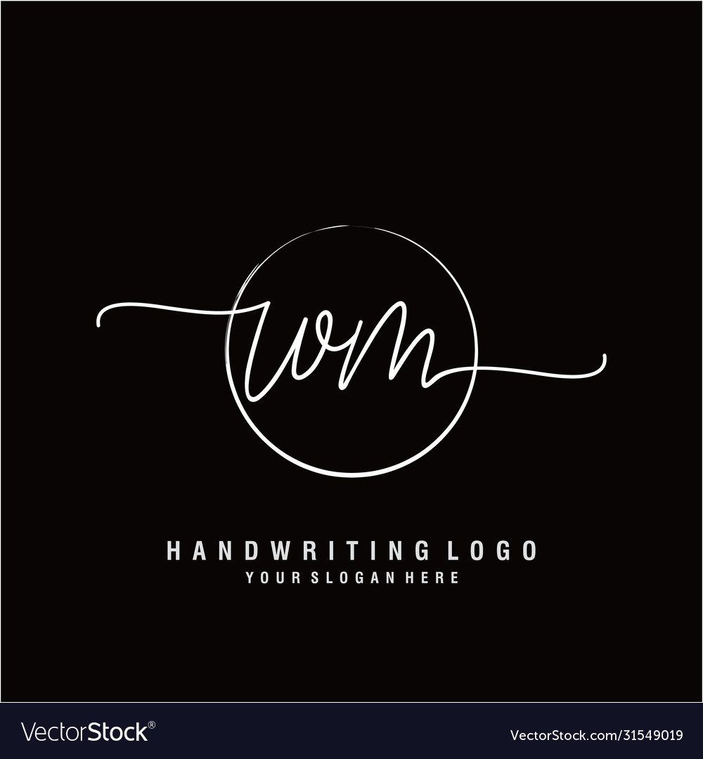 Wm initial handwriting logo design