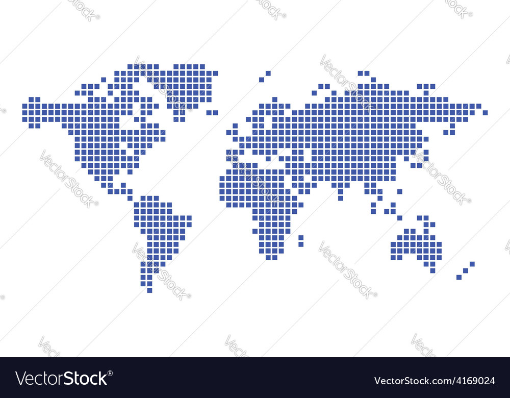 Blue World Map - Square Pattern