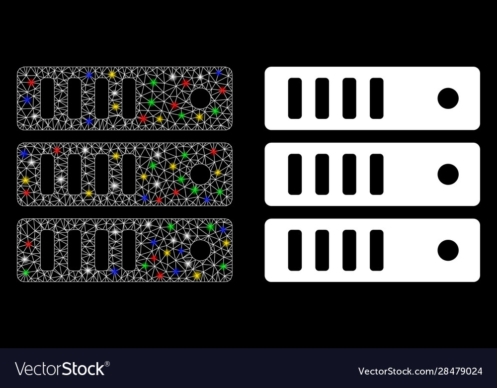 Bright mesh 2d database server icon with light