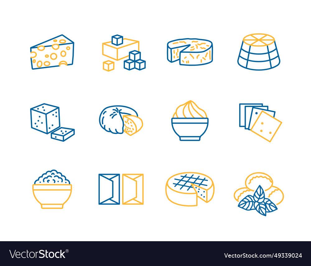 Cheese icon set dairy products sign graph symbol