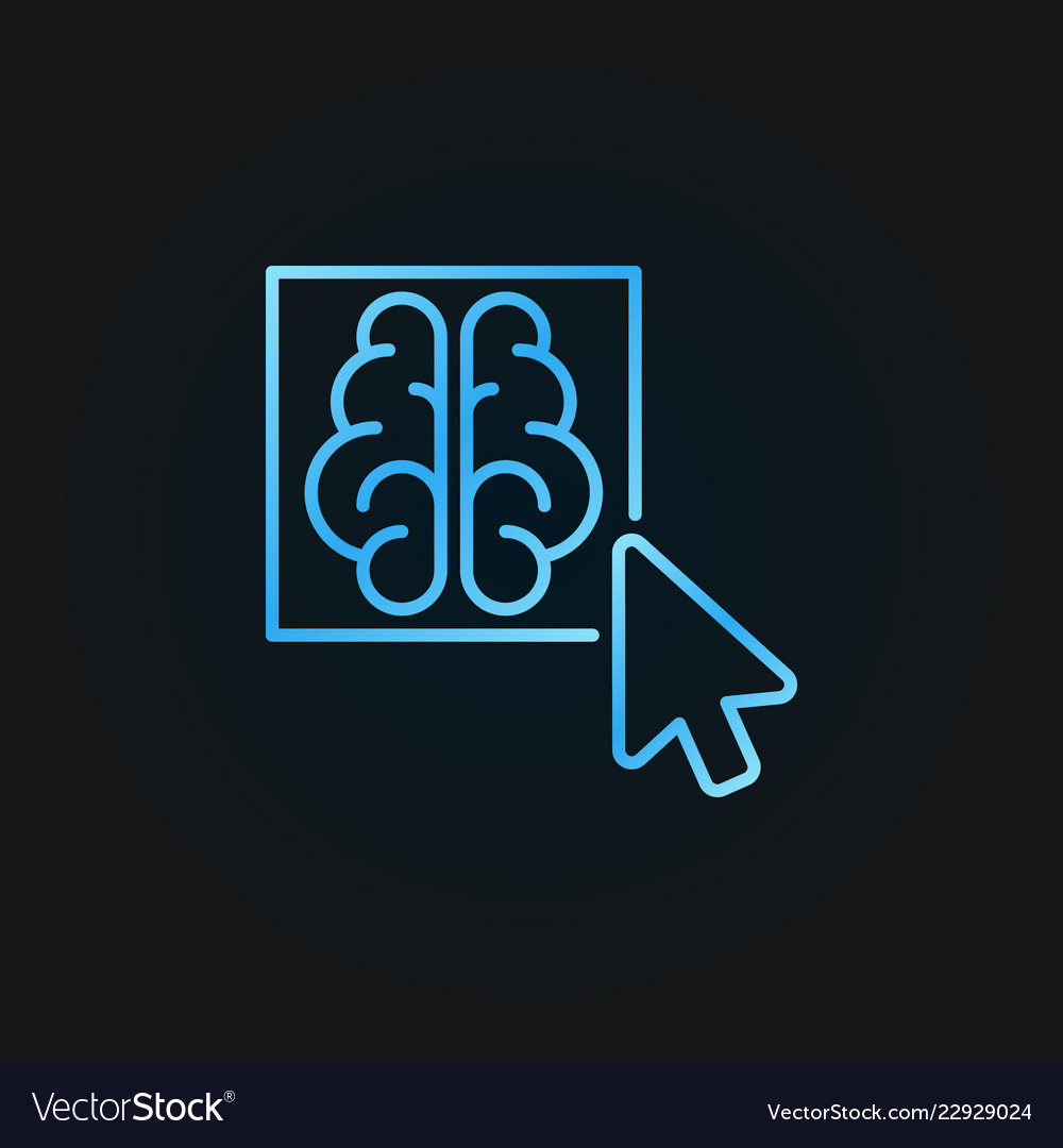 Click on brain button colored outline icon vector image Click on brain button colored outline icon