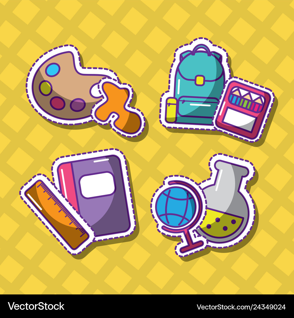 Cute set of school patches funny elements Vector Image