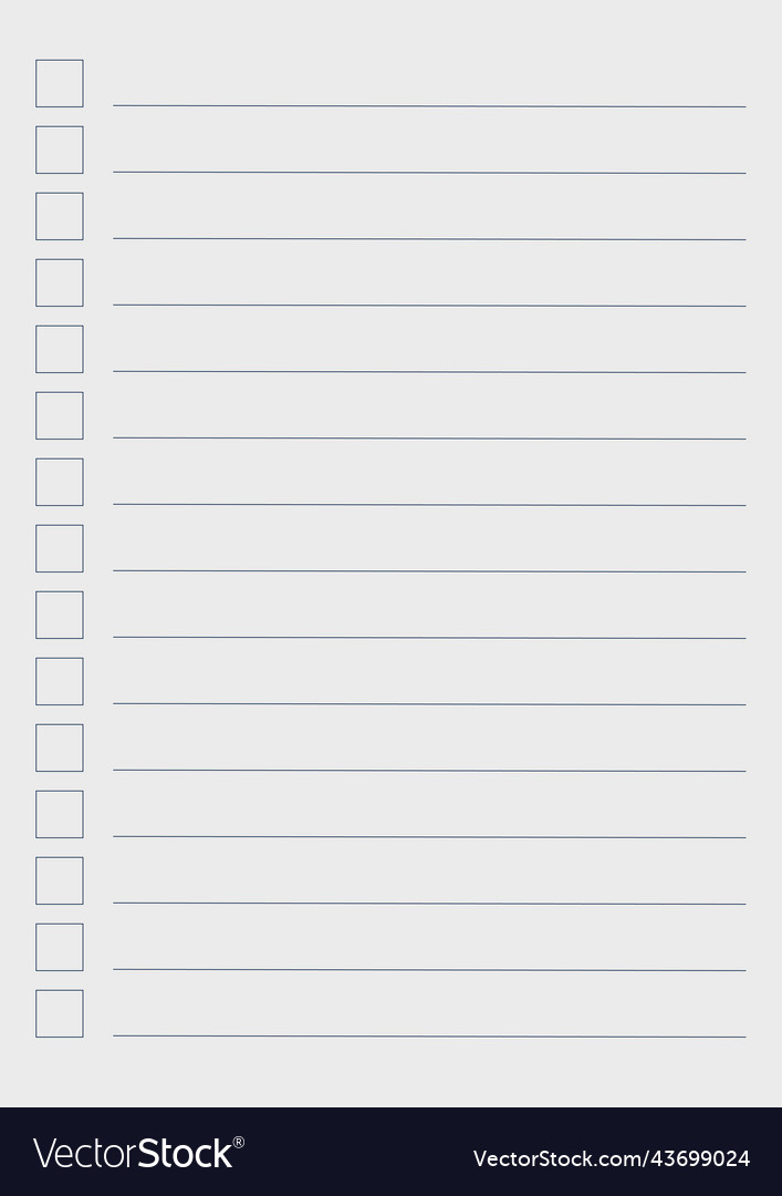 Graph paper printable to do list with check boxes vector image Graph paper printable to do list with check boxes