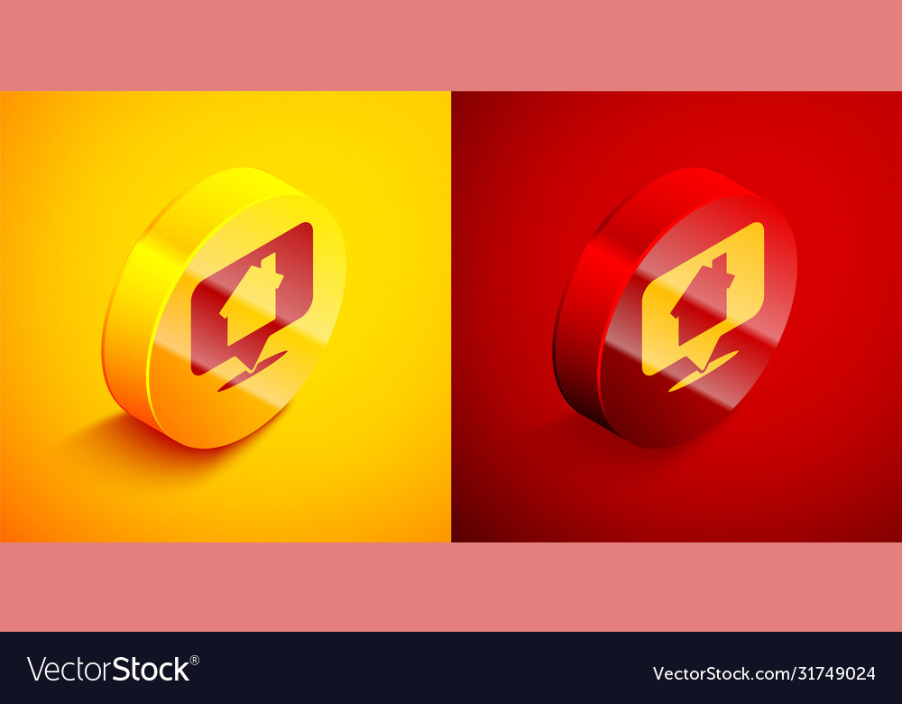 Isometric map pointer with house icon isolated vector image Isometric map pointer with house icon isolated