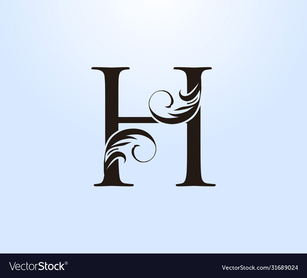 Luxury letter h crest logo vintage classic drawn Vector Image