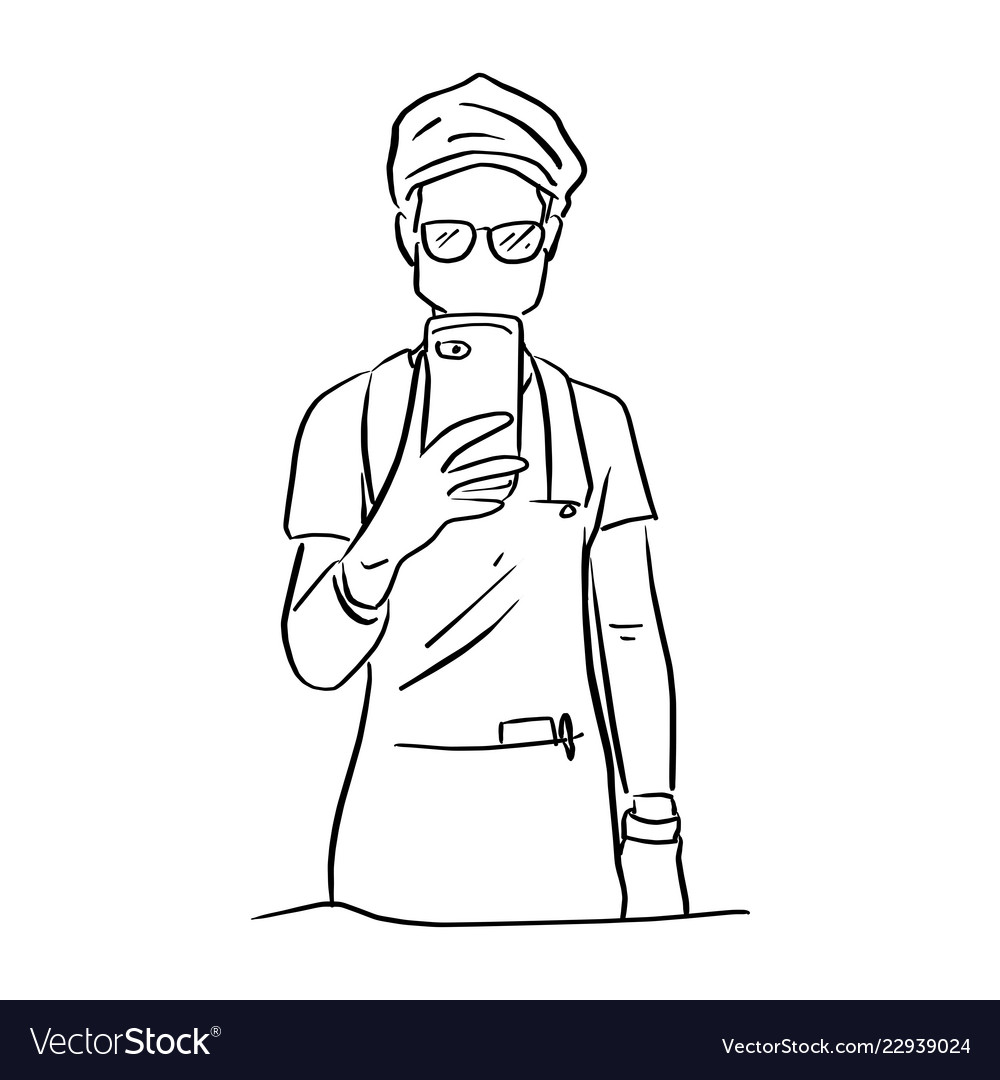 Man with glasses taking photo himself